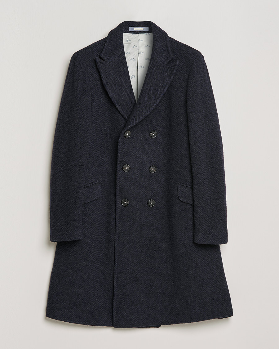 Homme | Manteaux Et Vestes | Massimo Alba | Oversize Wool Herringbone Coat Dark Navy