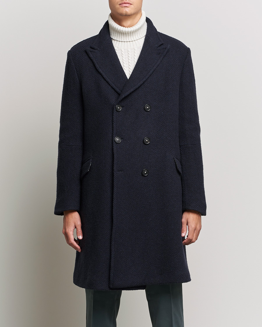 Homme | Manteaux Et Vestes | Massimo Alba | Oversize Wool Herringbone Coat Dark Navy