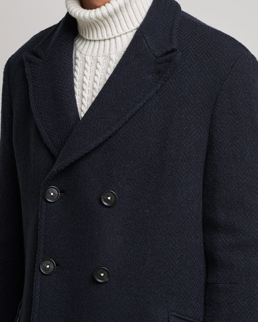 Homme | Manteaux Et Vestes | Massimo Alba | Oversize Wool Herringbone Coat Dark Navy