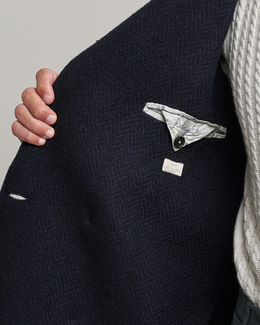 Homme | Manteaux Et Vestes | Massimo Alba | Oversize Wool Herringbone Coat Dark Navy