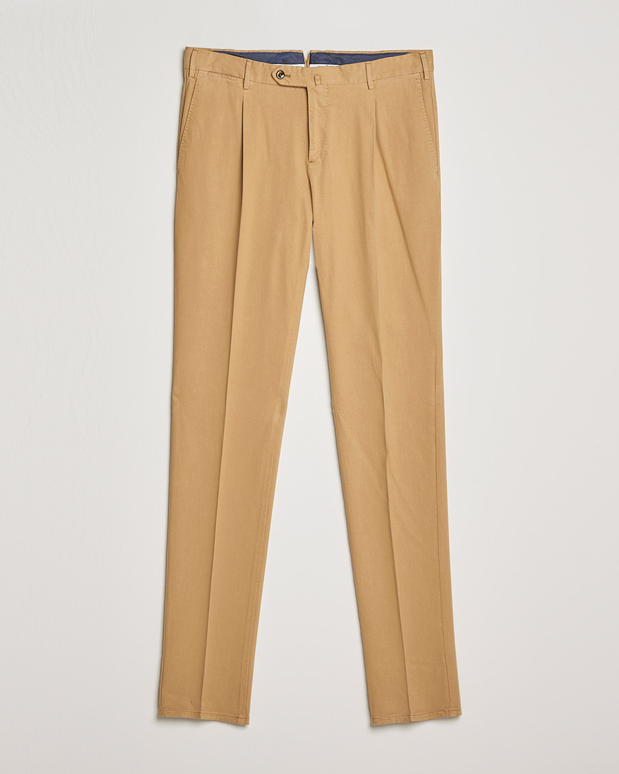 Homme | Pantalons | PT01 | Slim Fit Pleated Cotton Stretch Chinos Khaki