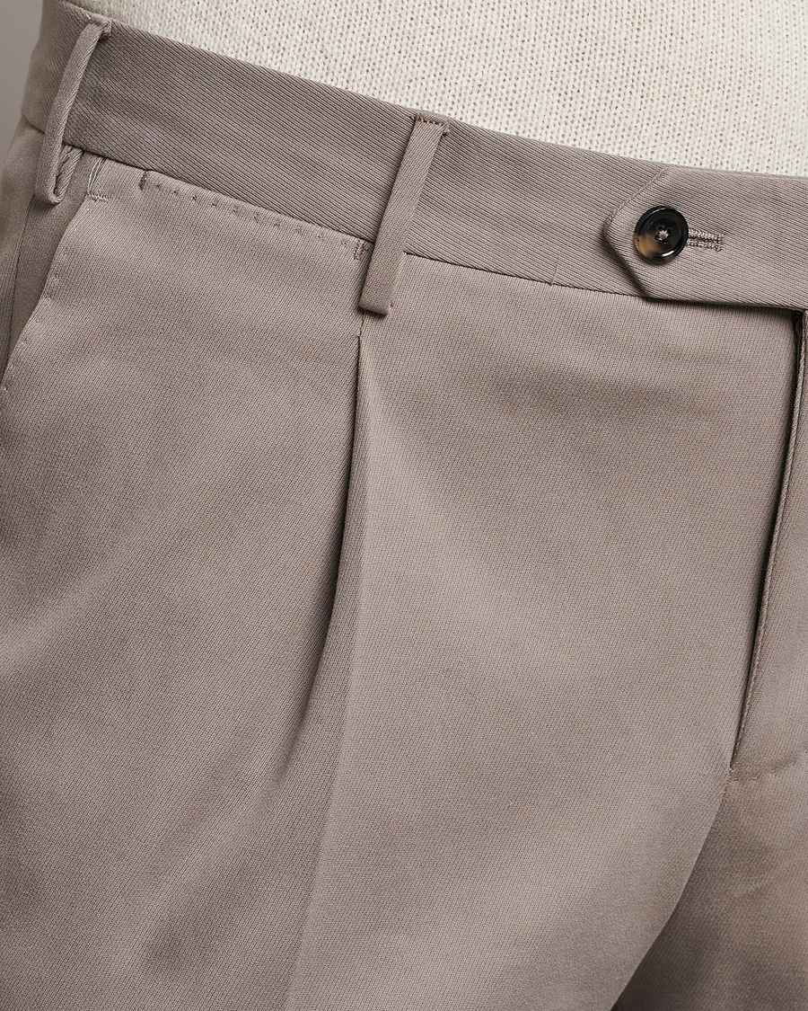 Homme | Pantalons | PT01 | Slim Fit Pleated Cotton/Cashmere Chinos Beige