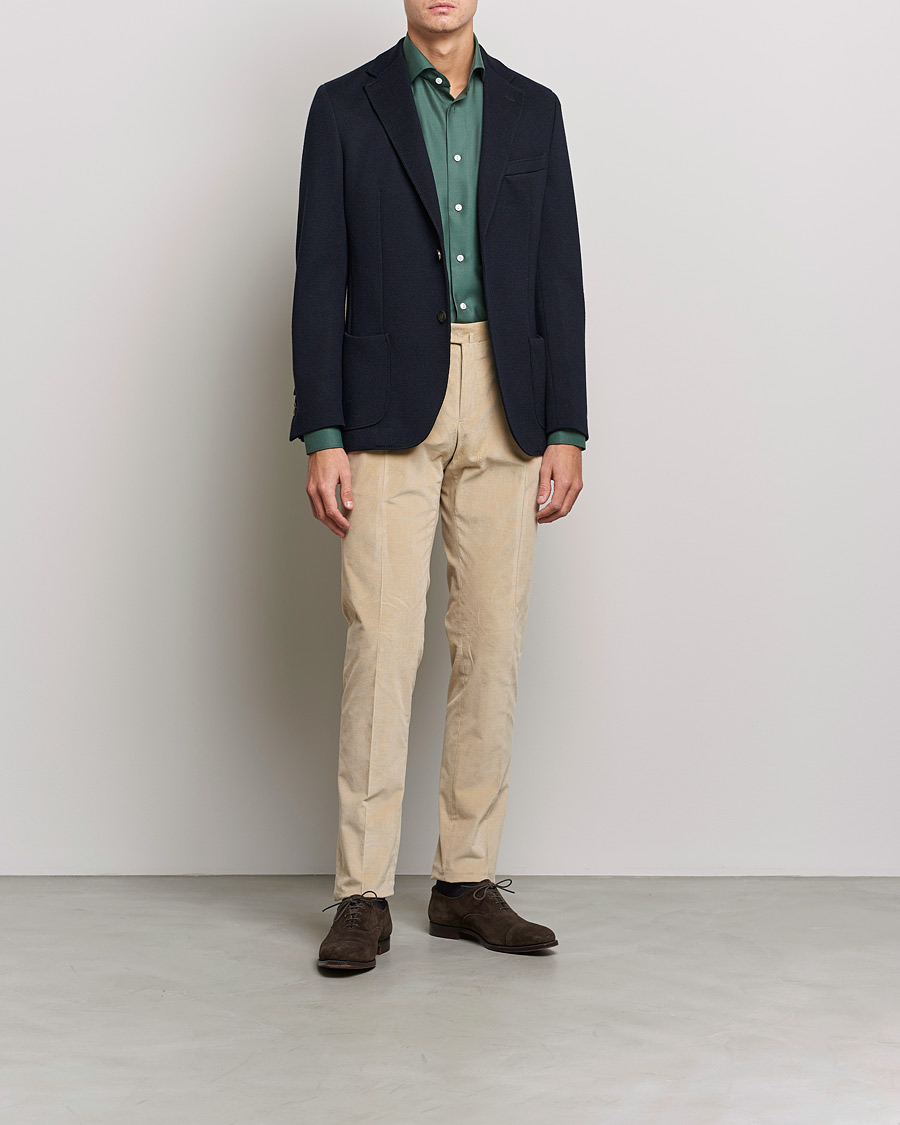 Homme | Pantalons | PT01 | Slim Fit Pleated Corduroy Trousers Light Beige