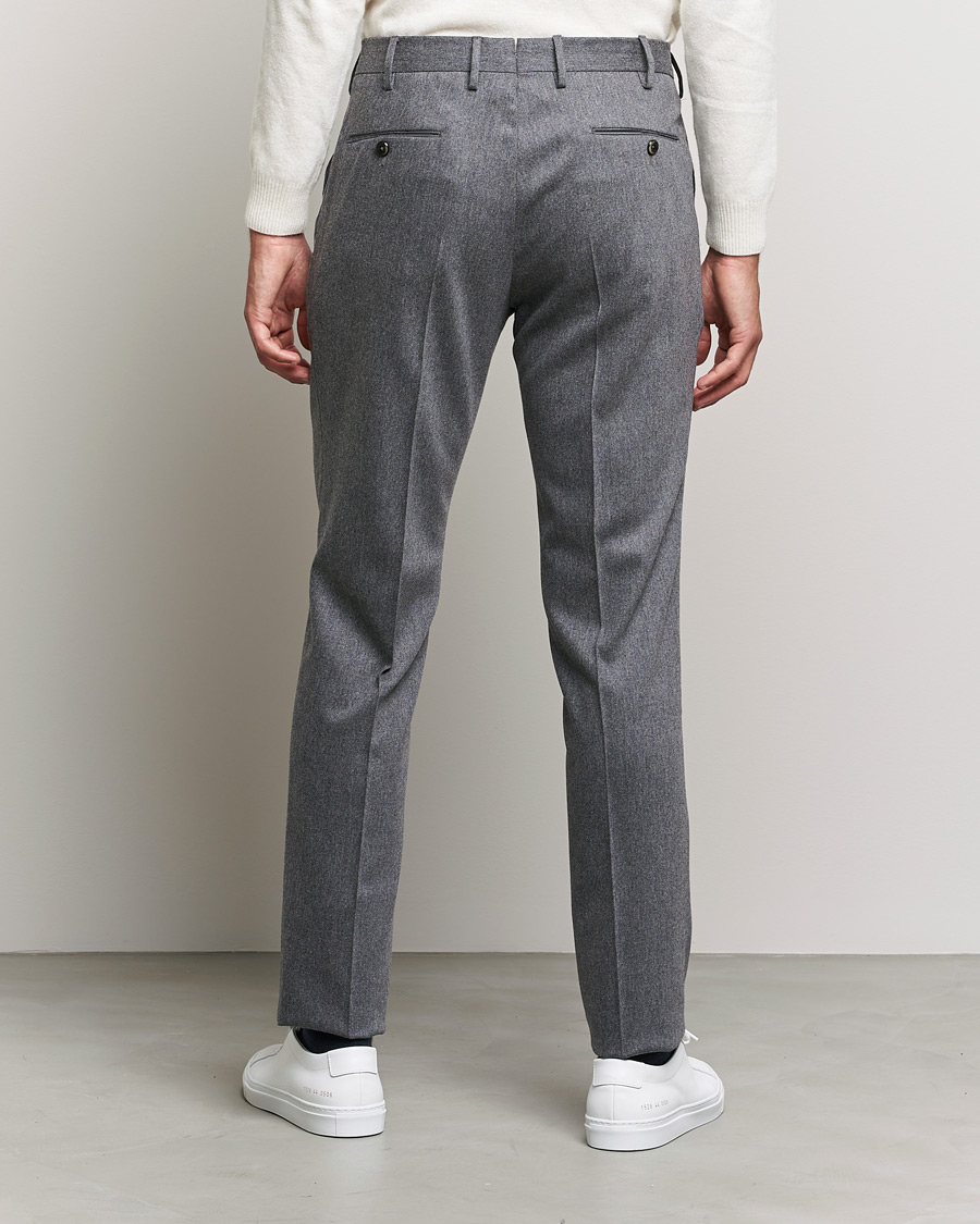 Homme | Pantalons | PT01 | Slim Fit Pleated Flannel Trousers Light Grey