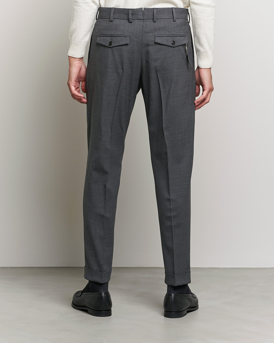 Homme | Pantalons | PT01 | Slim Fit Pleated Wool Trousers Dark Grey