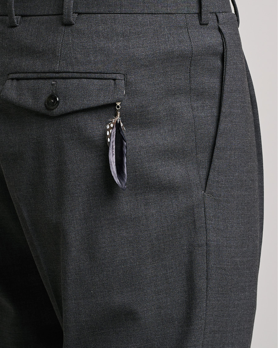 Homme | Pantalons | PT01 | Slim Fit Pleated Wool Trousers Dark Grey
