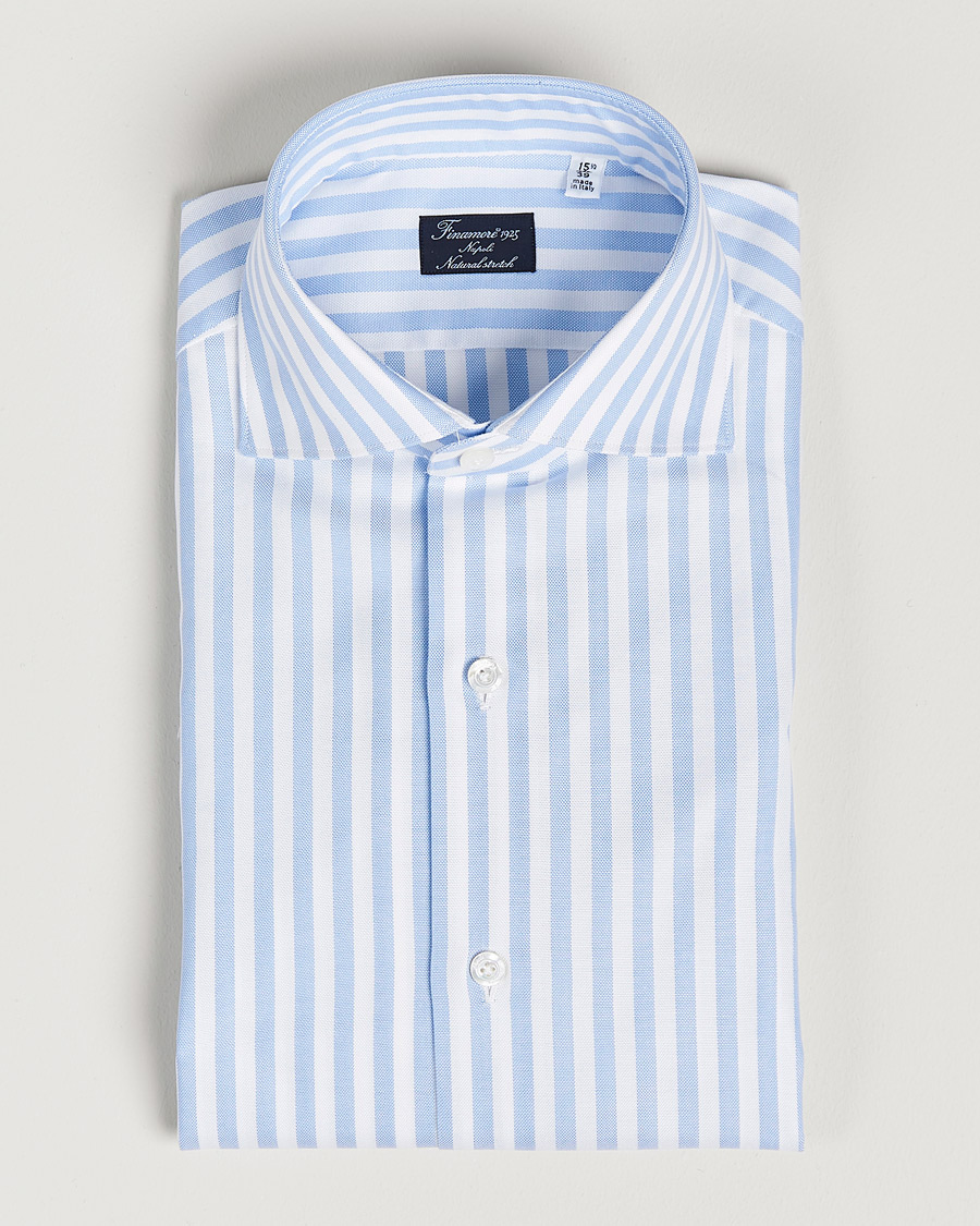 Homme | Chemises | Finamore Napoli | Milano Slim Comfort Shirt Light Blue Stripe