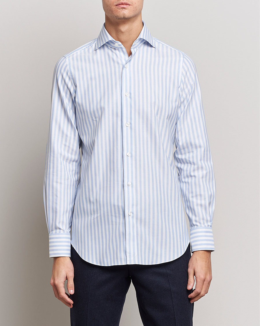 Homme | Chemises | Finamore Napoli | Milano Slim Comfort Shirt Light Blue Stripe