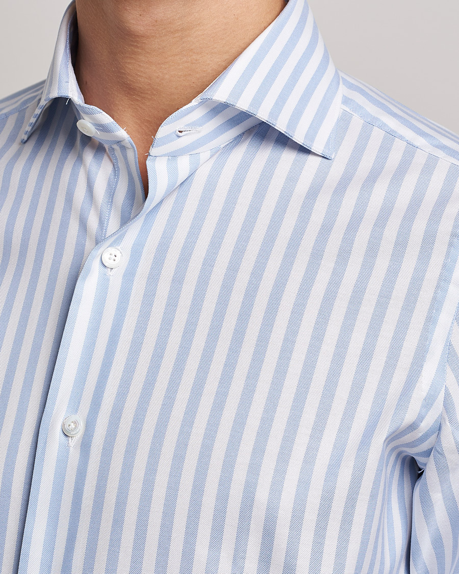 Homme | Chemises | Finamore Napoli | Milano Slim Comfort Shirt Light Blue Stripe