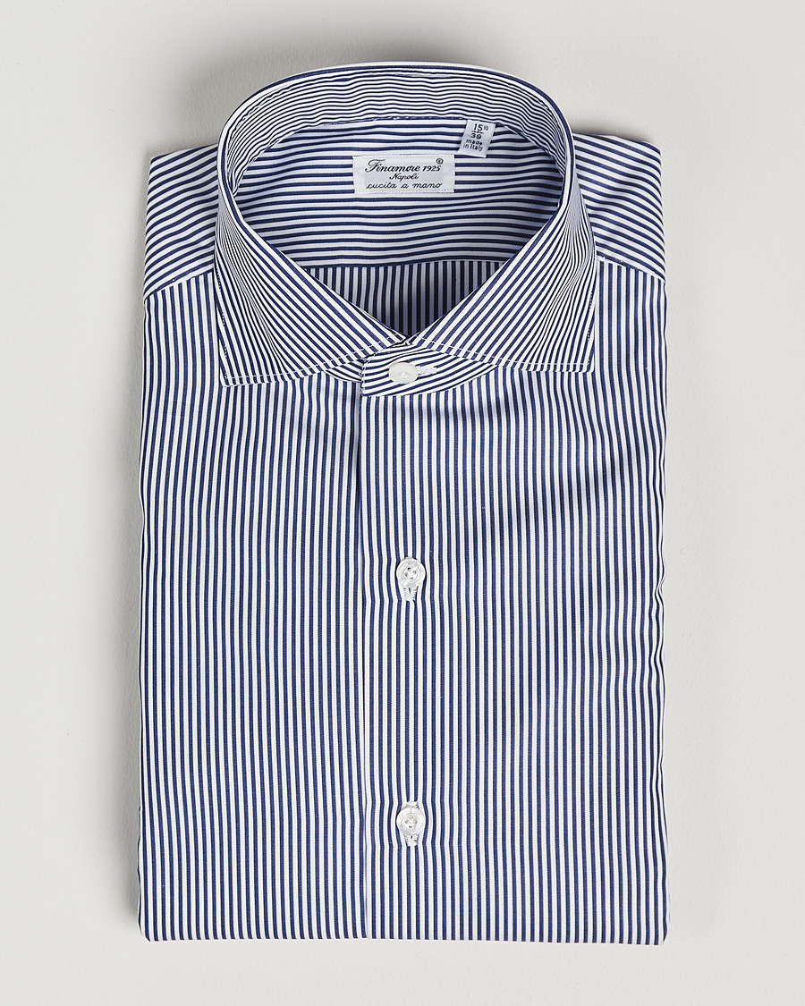 Homme | Chemises | Finamore Napoli | Milano Slim Dress Shirt Light Blue Stripe