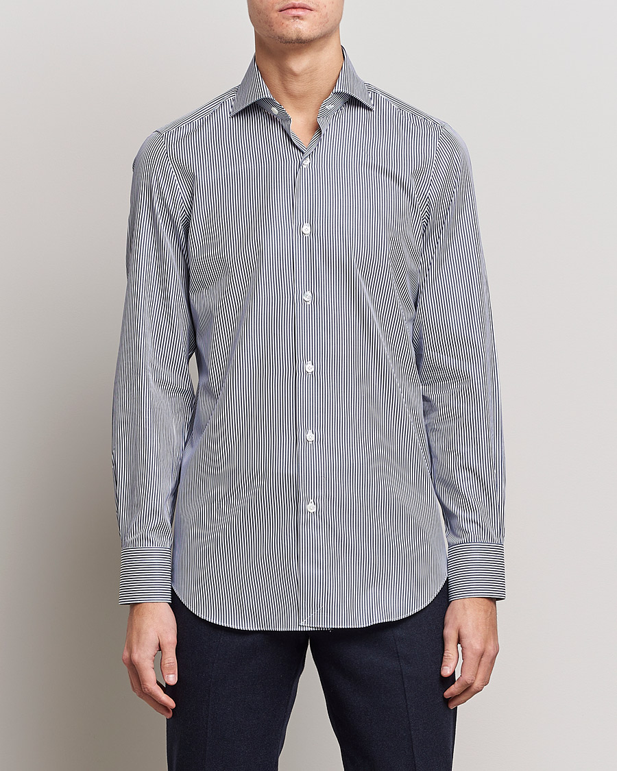 Homme | Chemises | Finamore Napoli | Milano Slim Dress Shirt Light Blue Stripe
