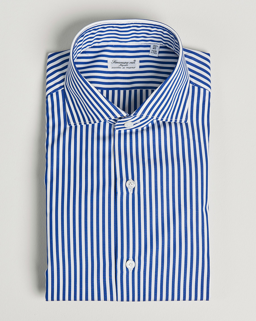 Homme | Chemises | Finamore Napoli | Milano Slim Dress Shirt Blue Stripe