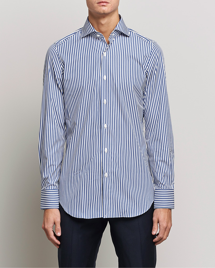 Homme | Chemises | Finamore Napoli | Milano Slim Dress Shirt Blue Stripe