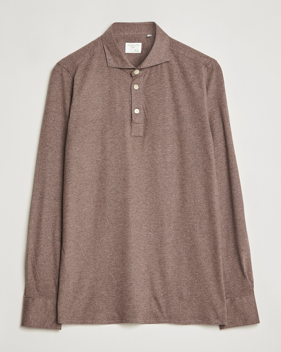 Homme | Pulls Et Tricots | Finamore Napoli | Orlando Cashmere Blend Long Sleeve Polo Brown