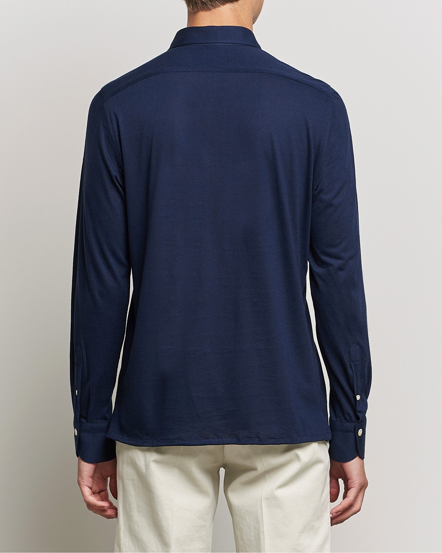 Homme | Pulls Et Tricots | Finamore Napoli | Orlando Cashmere Blend Long Sleeve Polo Navy