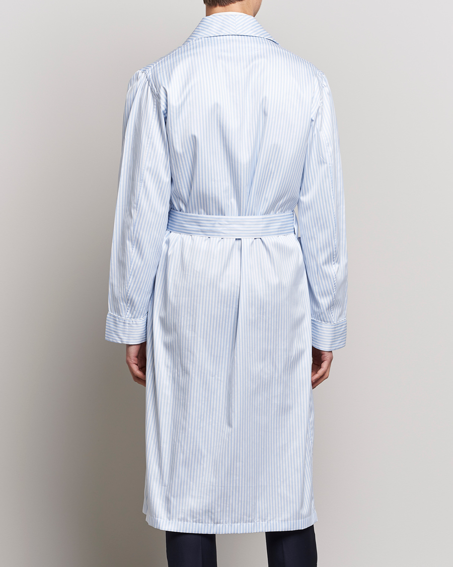 Homme | Peignoirs Et Pyjamas | Finamore Napoli | Levante Popeline Robe Light Blue Stripe