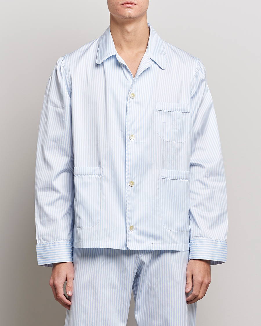 Homme | Peignoirs Et Pyjamas | Finamore Napoli | Ponente Popeline Pyjamas Light Blue Stripe