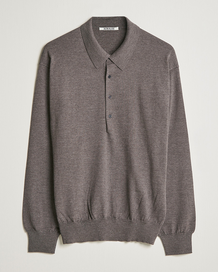 Homme | Pulls Et Tricots | Auralee | Knitted Wool Polo Dark Brown