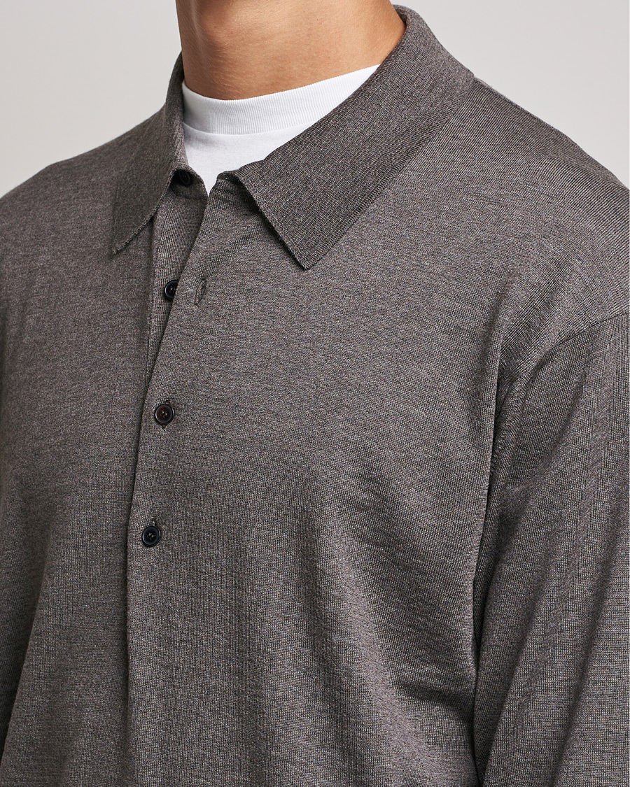 Homme | Pulls Et Tricots | Auralee | Knitted Wool Polo Dark Brown