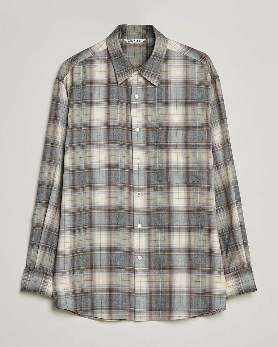 Homme | Chemises | Auralee | Super Light Wool Shirt Brown Check