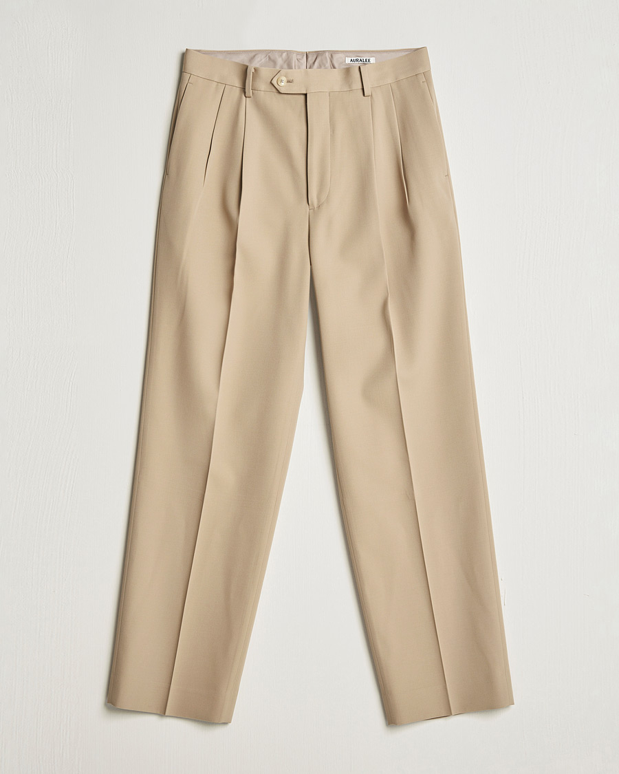 Homme | Pantalons | Auralee | Wool Two Tuck Slacks Beige