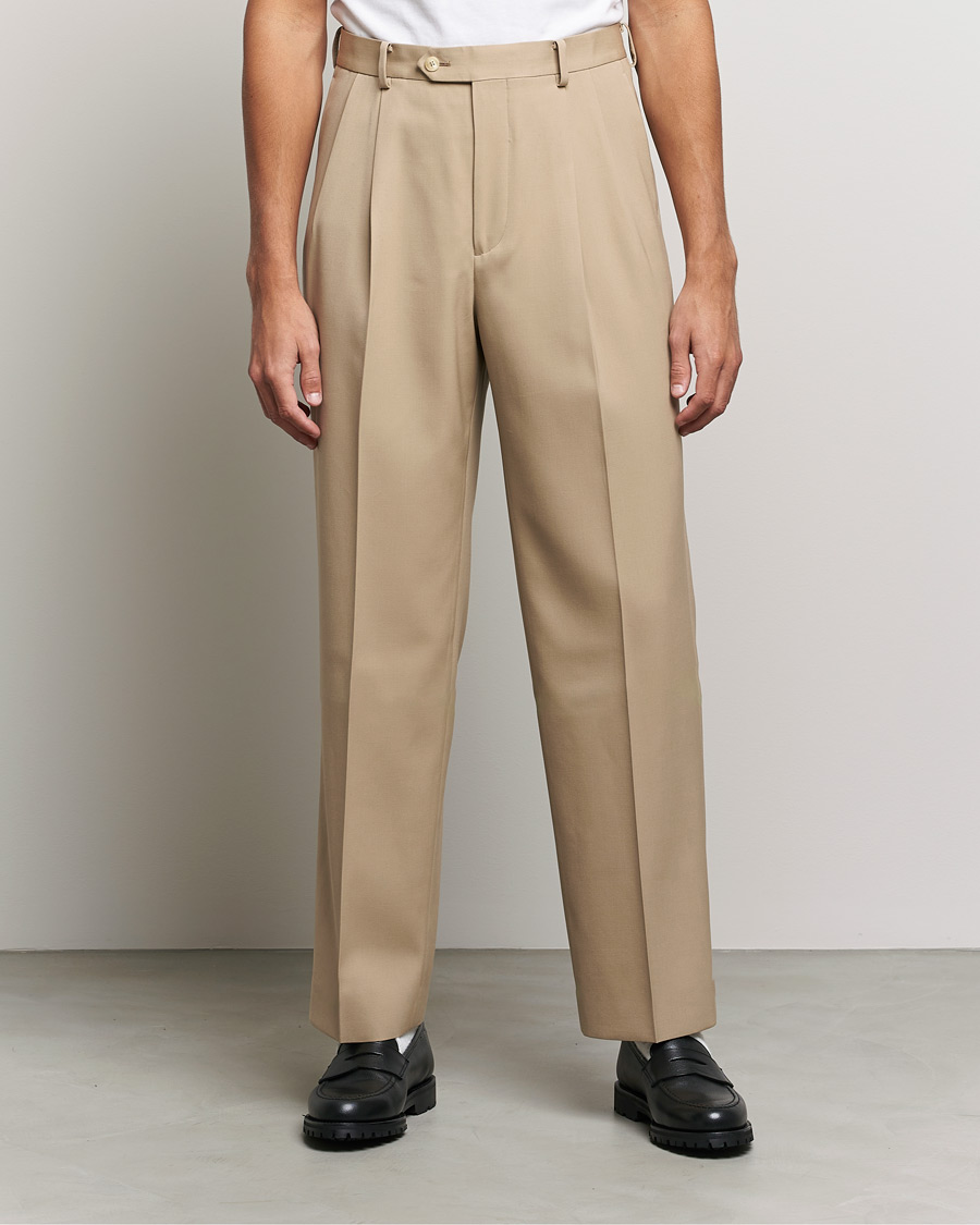 Homme | Pantalons | Auralee | Wool Two Tuck Slacks Beige