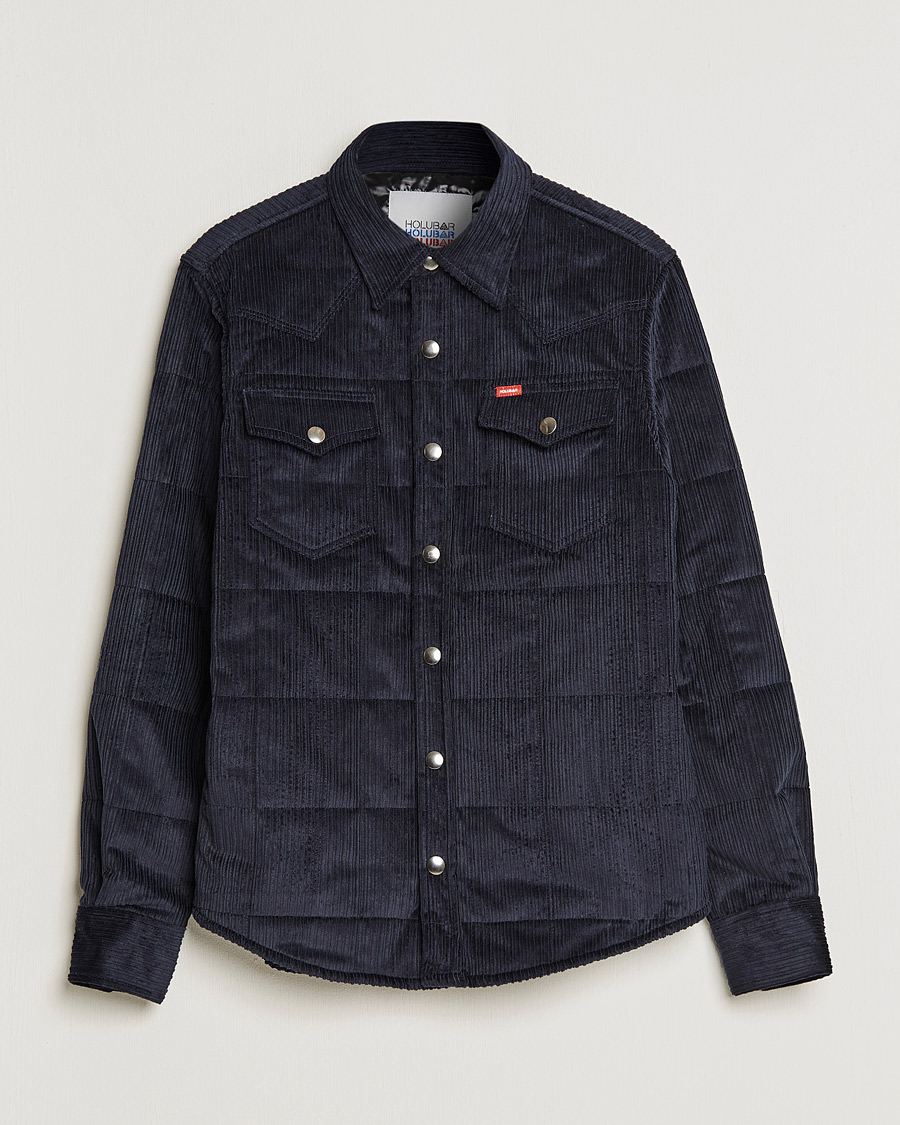 Homme | Chemises | Holubar | Montana Padded Cord Overshirt Dark Blue