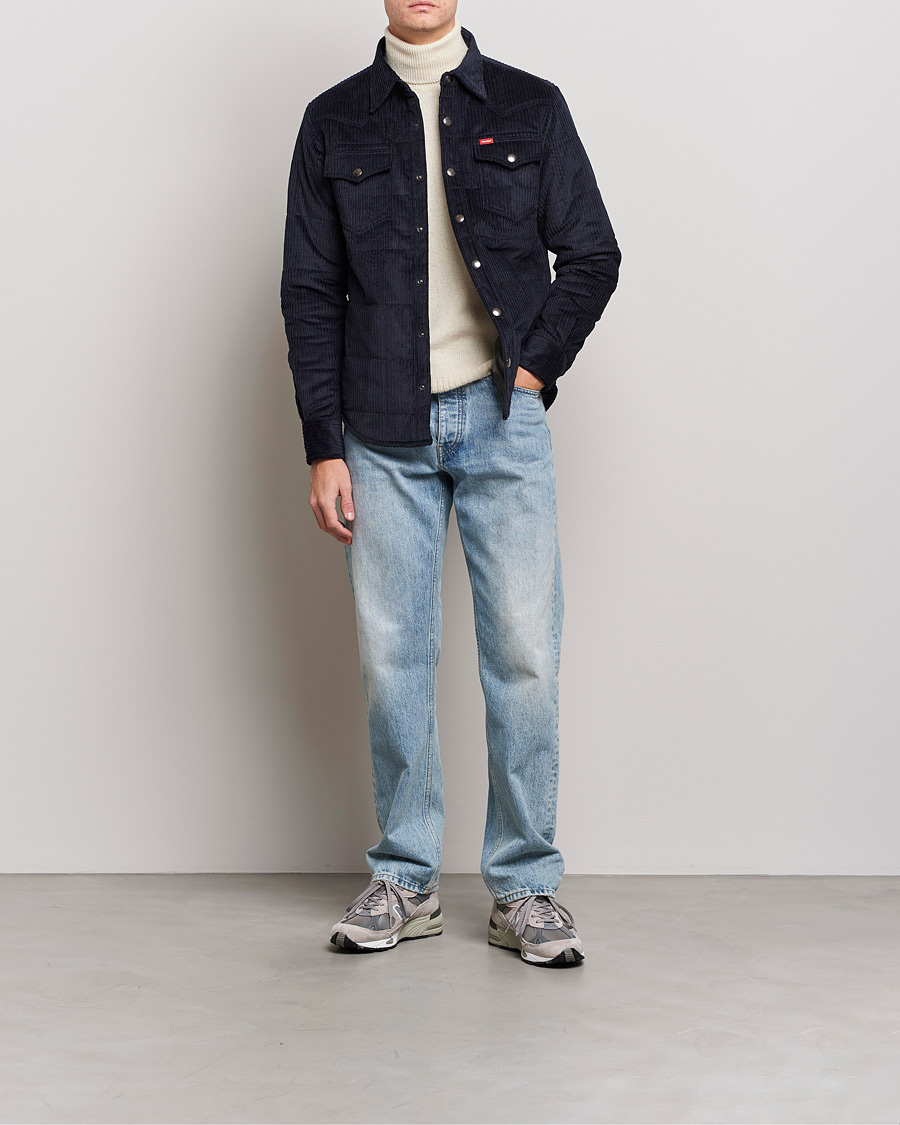 Homme | Chemises | Holubar | Montana Padded Cord Overshirt Dark Blue