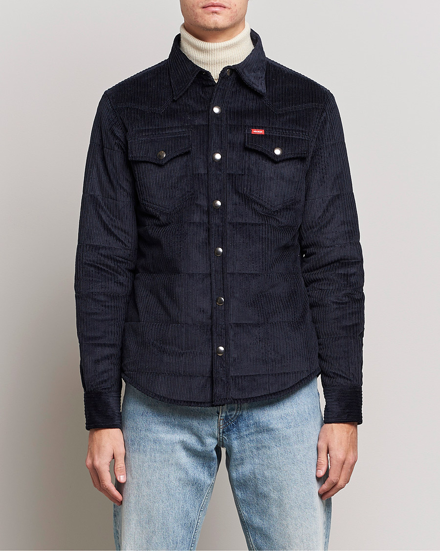 Homme | Chemises | Holubar | Montana Padded Cord Overshirt Dark Blue