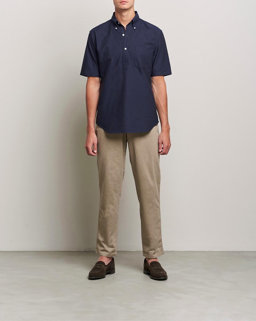 Homme | Chemises | Kamakura Shirts | Vintage Ivy Short Sleeve Popover Shirt Navy