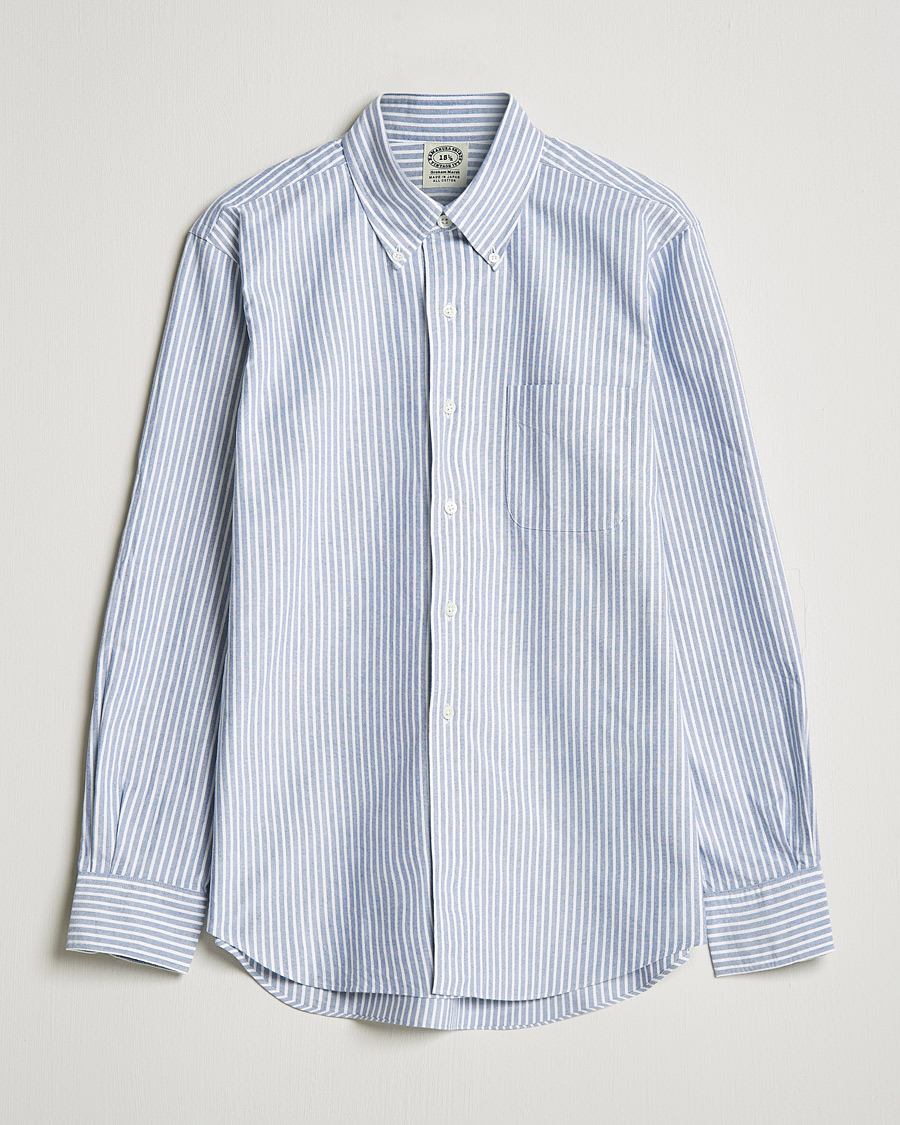 Homme | Chemises | Kamakura Shirts | Vintage Ivy Striped Oxford BD Shirt Light Blue