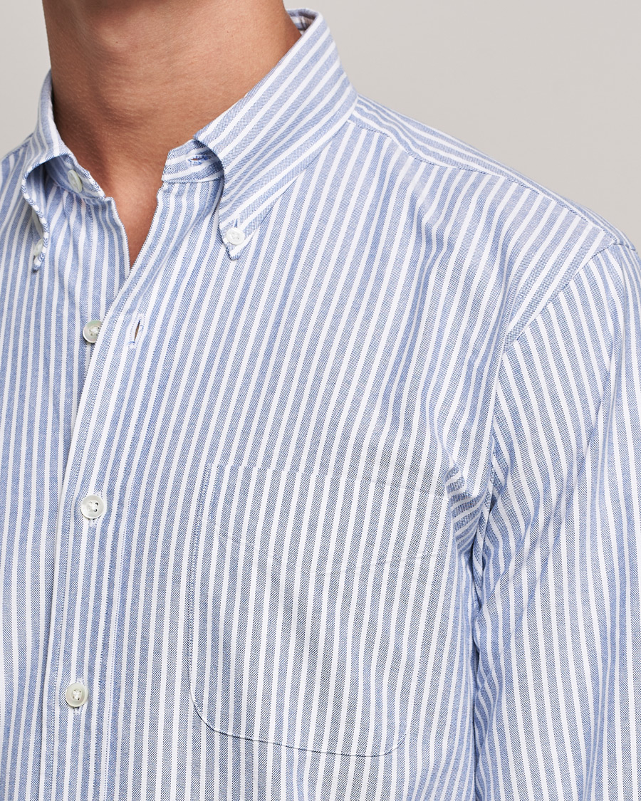 Homme | Chemises | Kamakura Shirts | Vintage Ivy Striped Oxford BD Shirt Light Blue