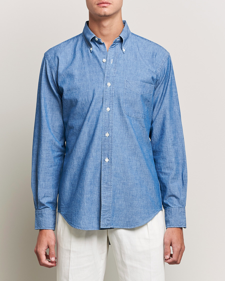 Homme | Chemises | Kamakura Shirts | Vintage Ivy Chambray BD Shirt Light Blue
