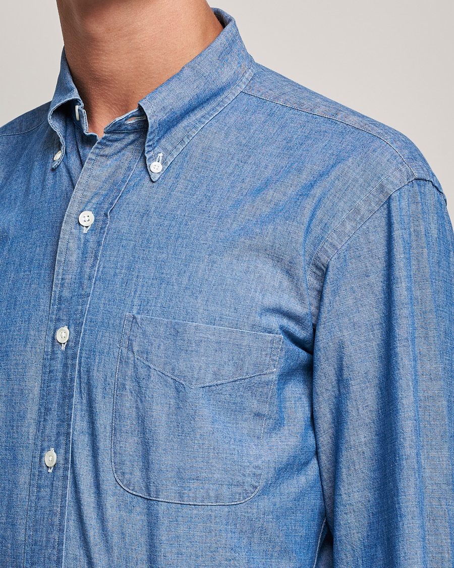 Homme | Chemises | Kamakura Shirts | Vintage Ivy Chambray BD Shirt Light Blue