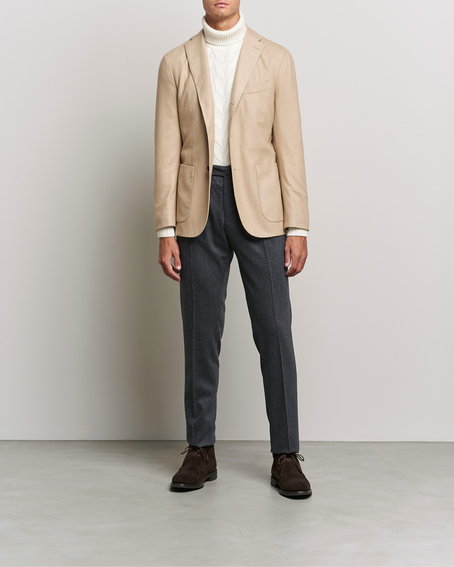 Homme | Blazers | Boglioli | K Jacket Dyed Flannel Blazer Beige
