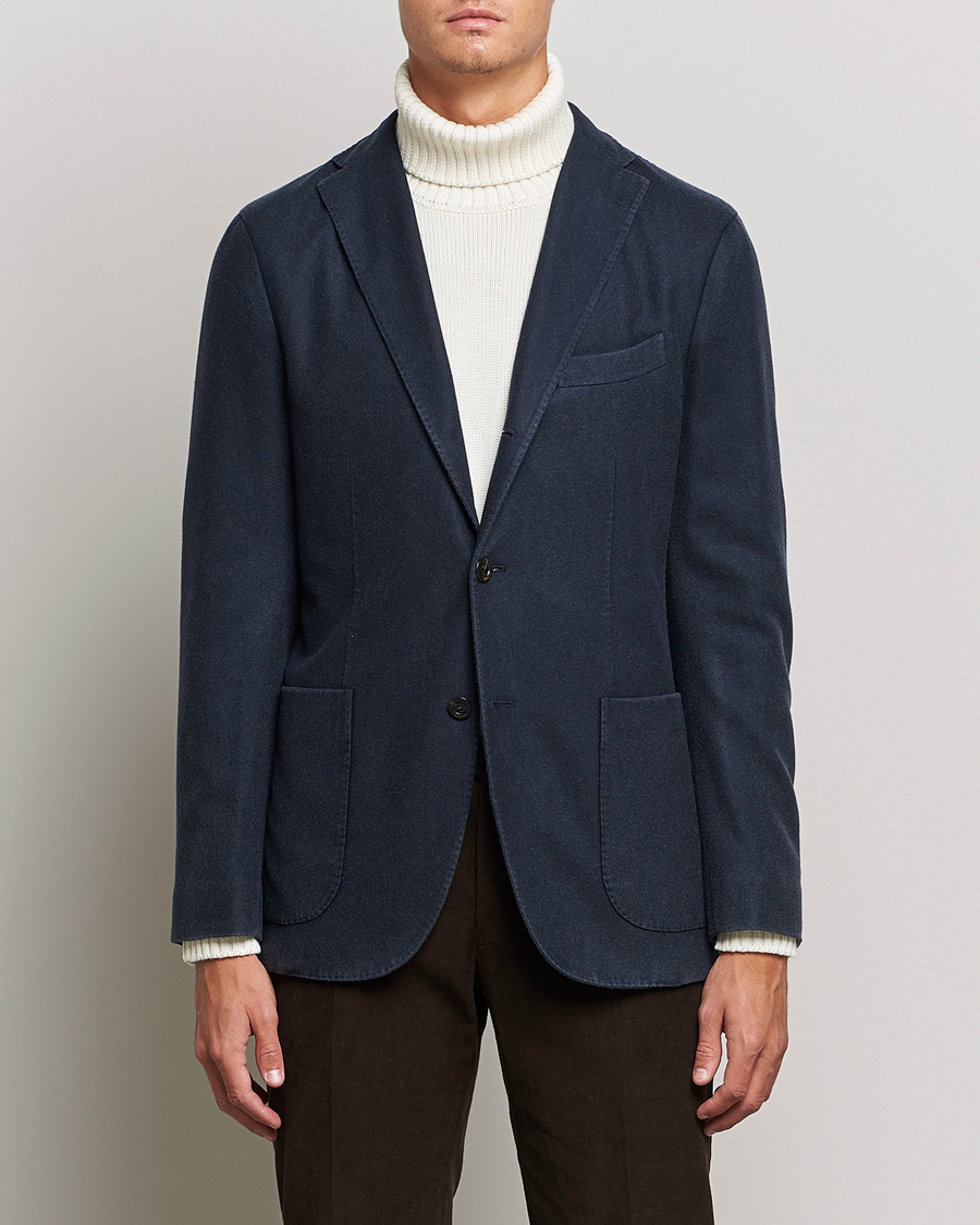 Homme | Blazers | Boglioli | K Jacket Garment Dyed Cashmere Blazer Dark Blue