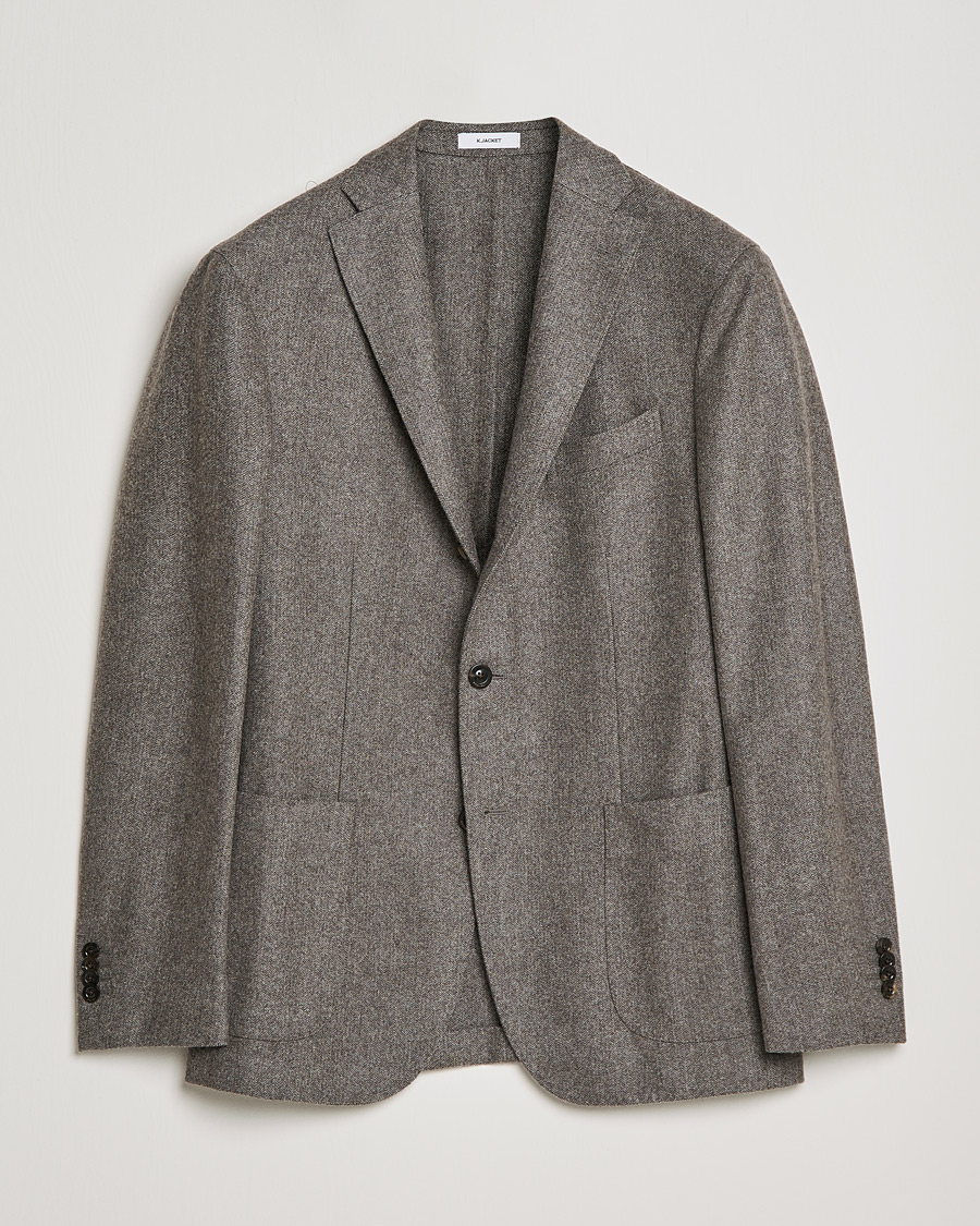 Homme | Blazers | Boglioli | K Jacket Herringbone Wool Blazer Light Grey