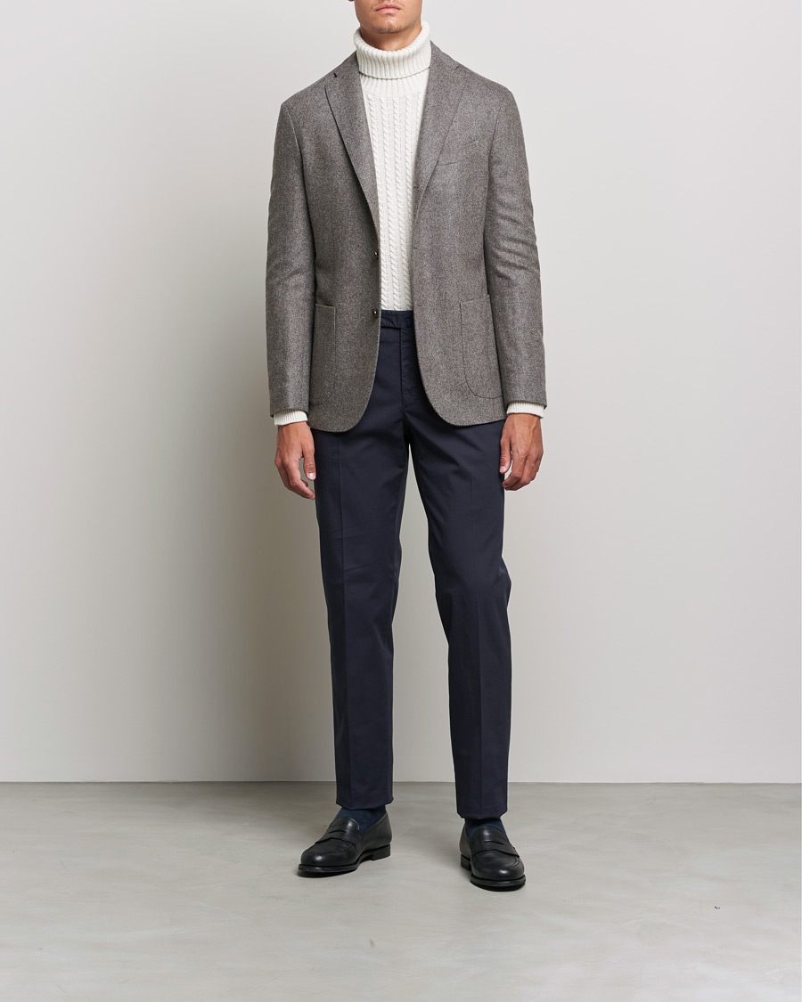 Homme | Blazers | Boglioli | K Jacket Herringbone Wool Blazer Light Grey
