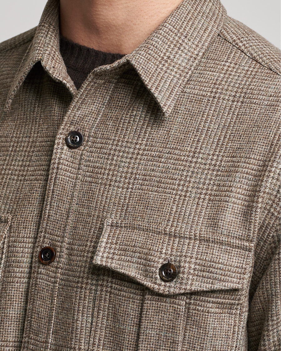 Homme | Chemises | Boglioli | Check Flannel Overshirt Beige