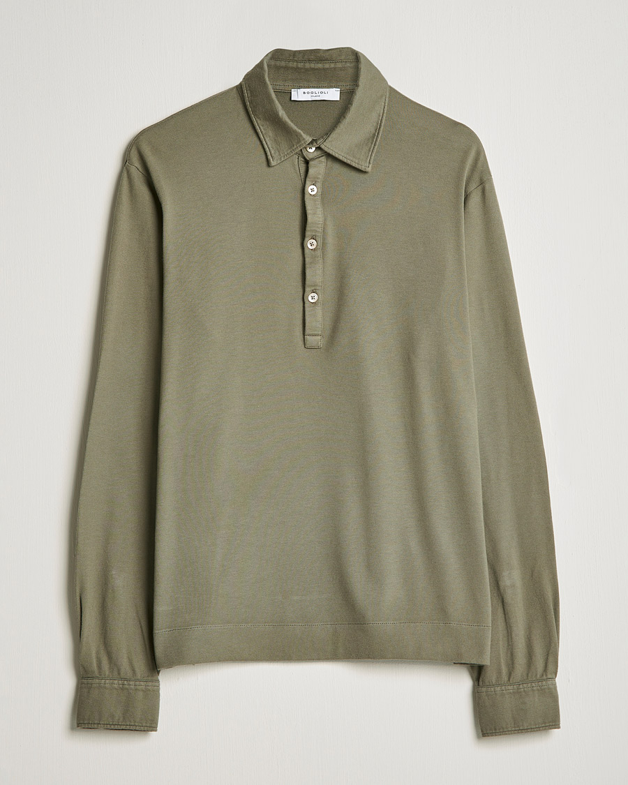 Homme | Pulls Et Tricots | Boglioli | Long Sleeve Polo Shirt Sage Green