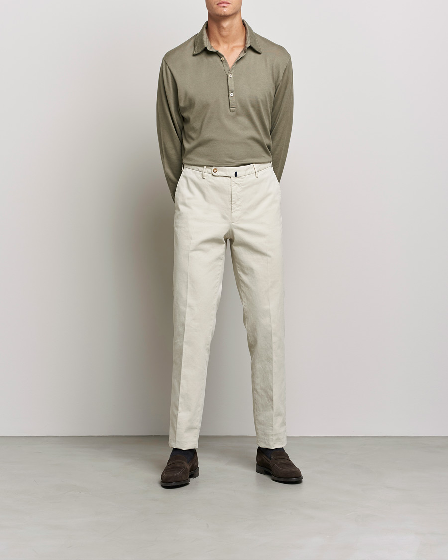 Homme | Pulls Et Tricots | Boglioli | Long Sleeve Polo Shirt Sage Green
