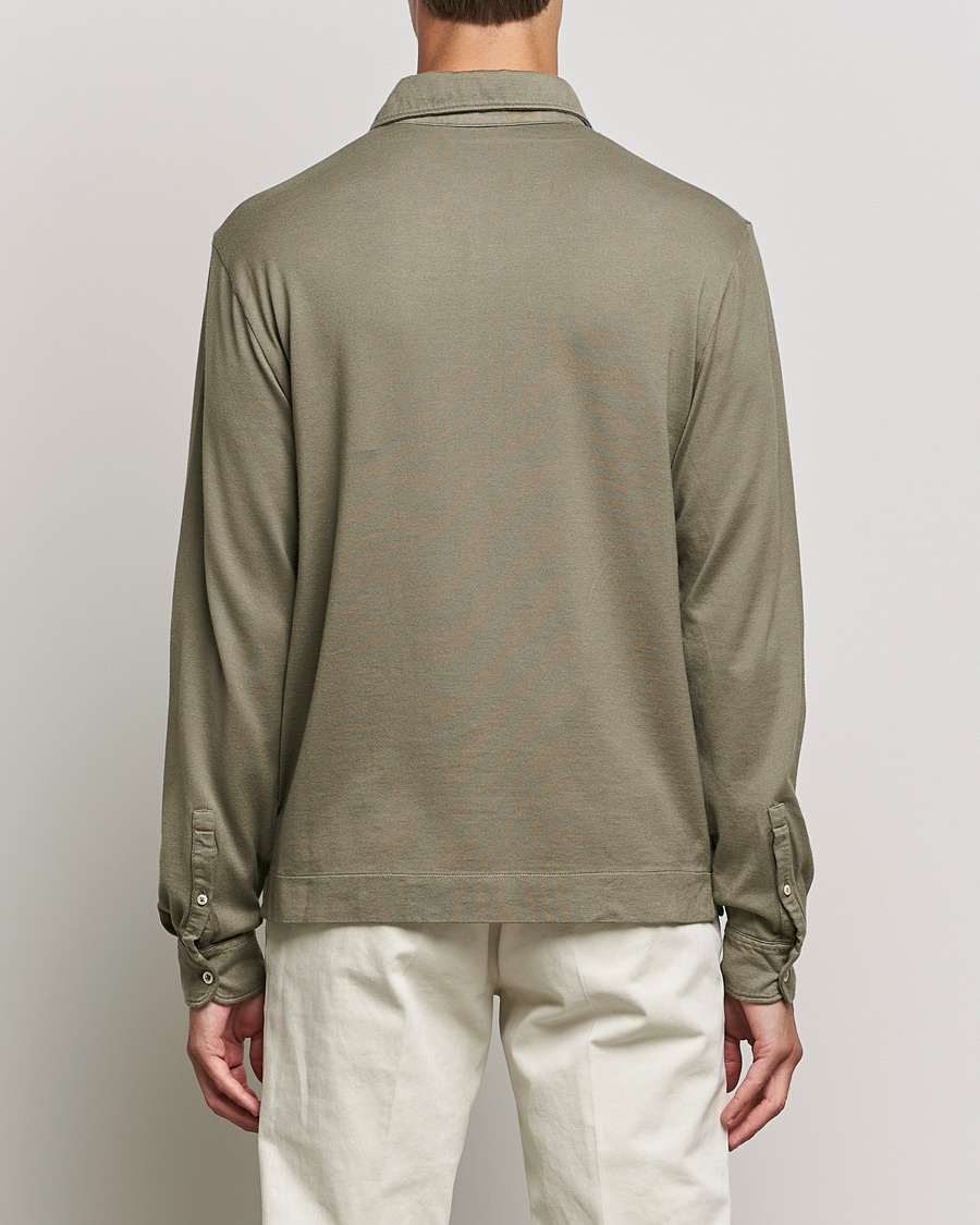 Homme | Pulls Et Tricots | Boglioli | Long Sleeve Polo Shirt Sage Green