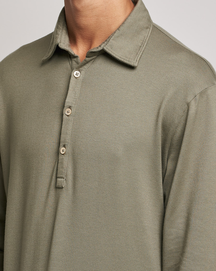 Homme | Pulls Et Tricots | Boglioli | Long Sleeve Polo Shirt Sage Green