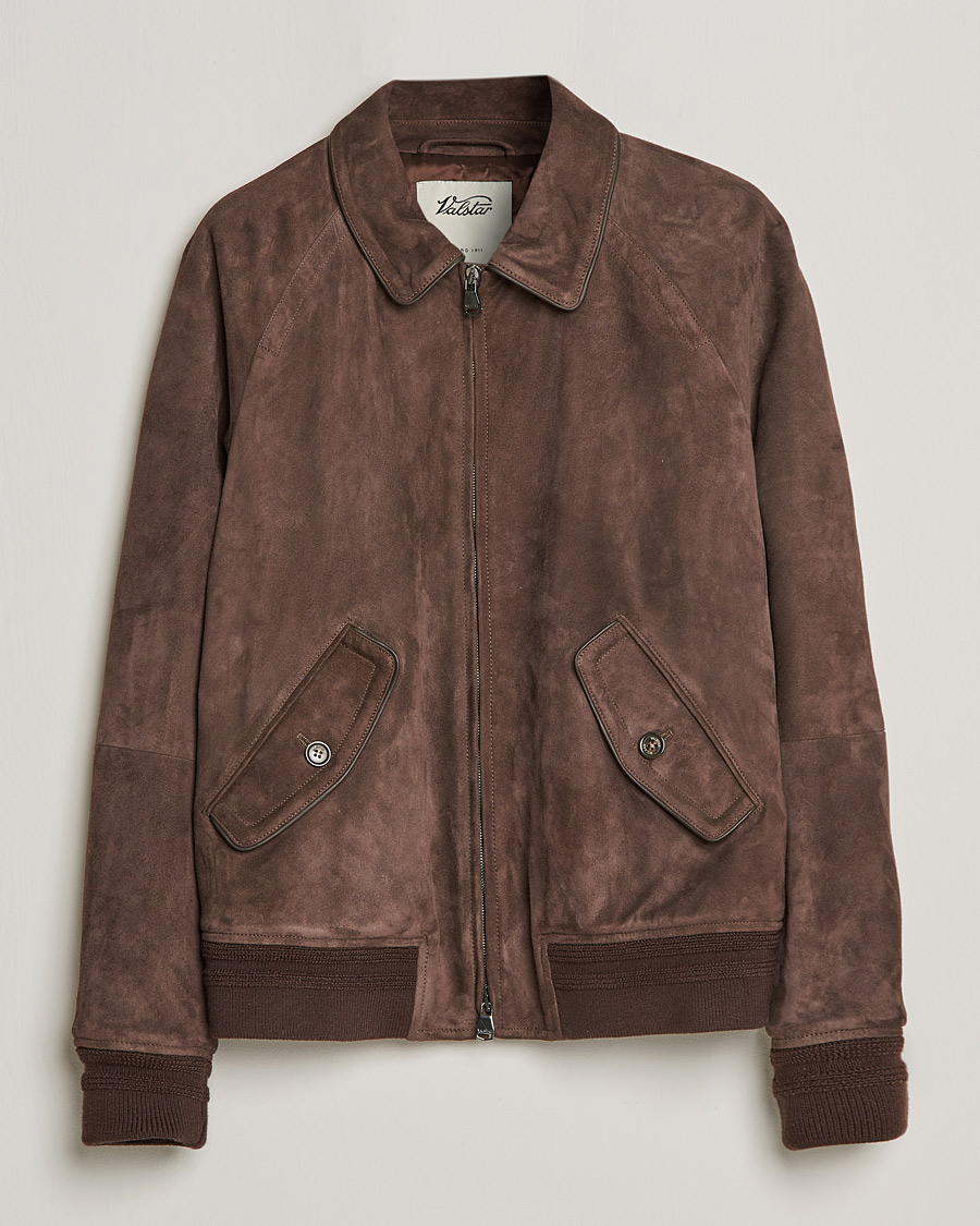 Homme | Manteaux Et Vestes | Valstar | Suede Bomber Jacket Dark Brown