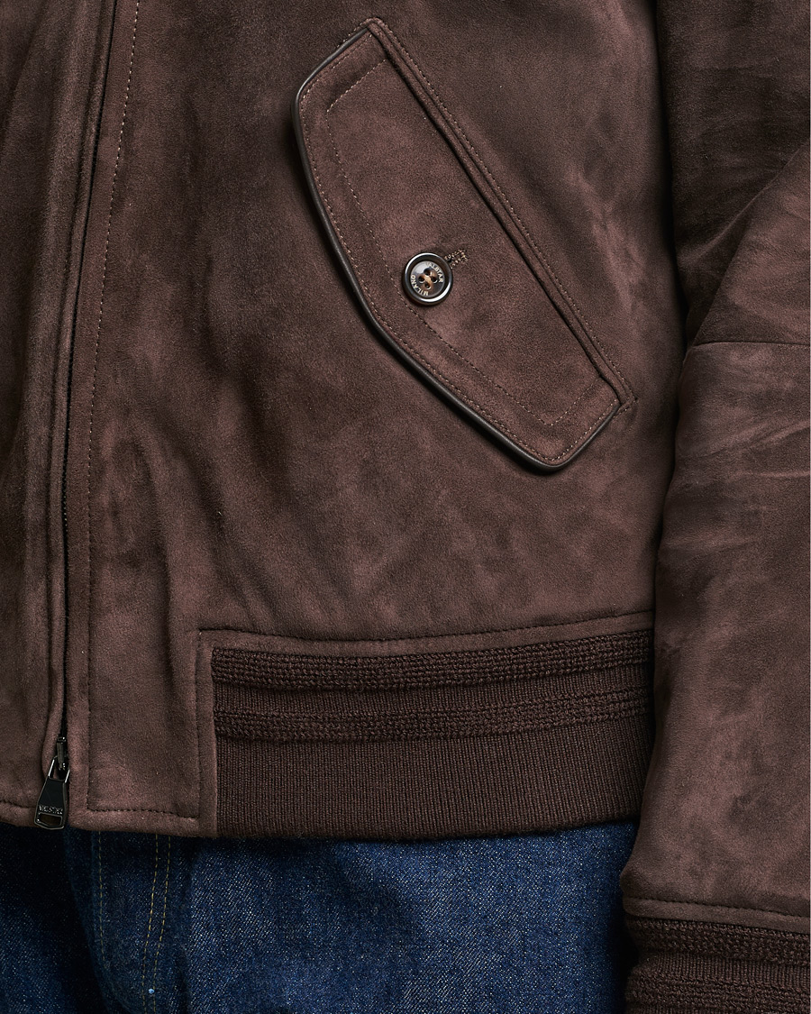 Homme | Manteaux Et Vestes | Valstar | Suede Bomber Jacket Dark Brown