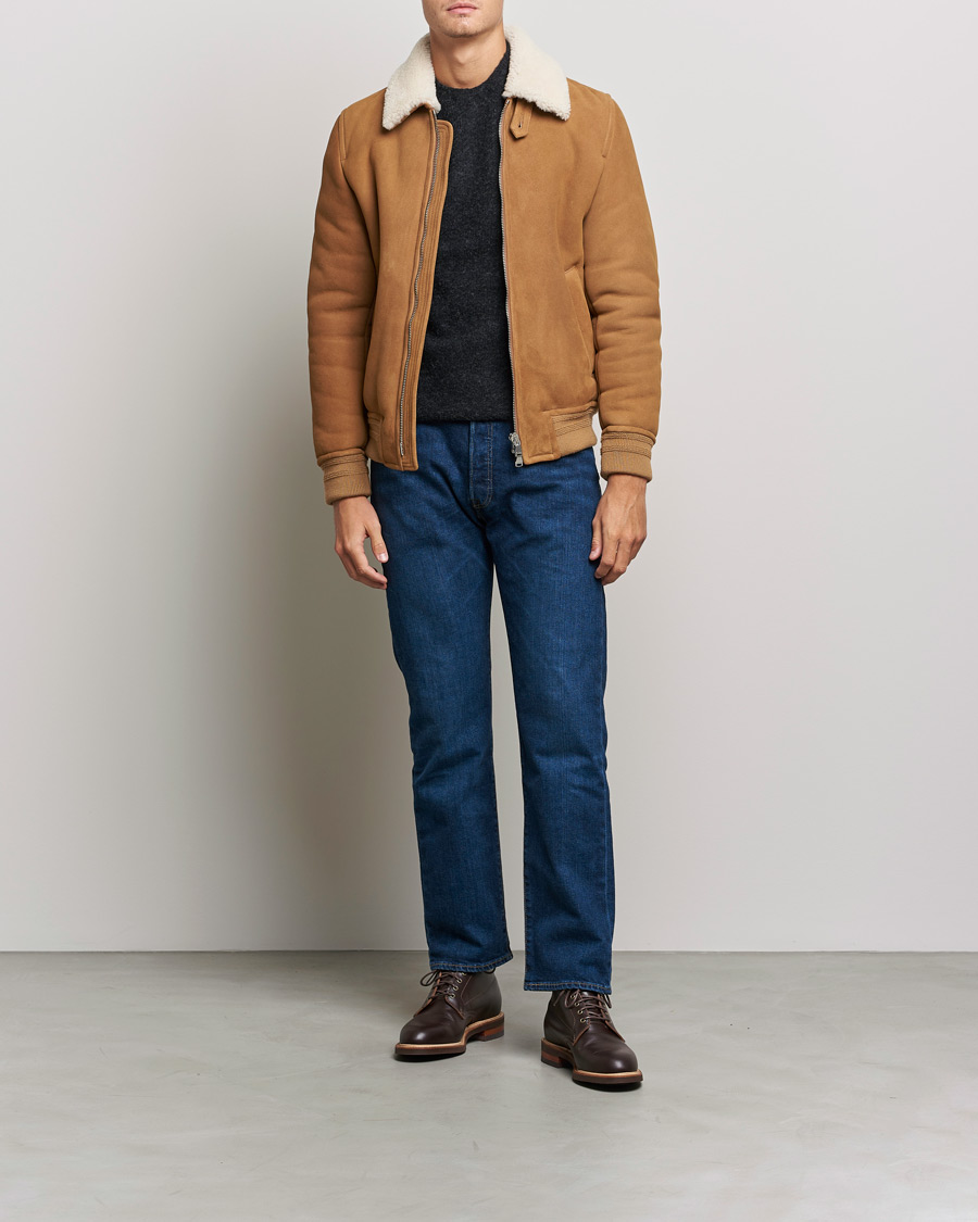 Homme | Manteaux Et Vestes | Valstar | Shearling Flight Jacket Brown/Natural