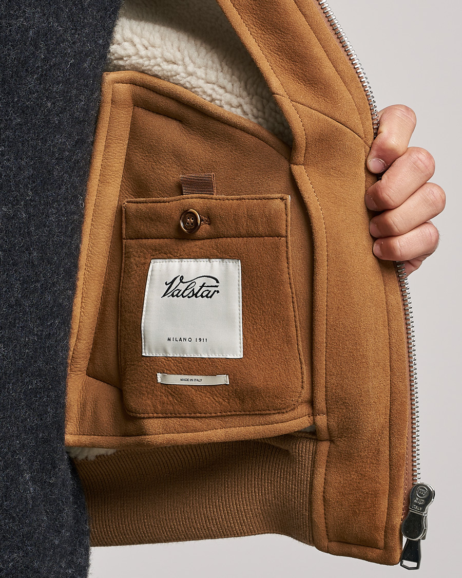 Homme | Manteaux Et Vestes | Valstar | Shearling Flight Jacket Brown/Natural