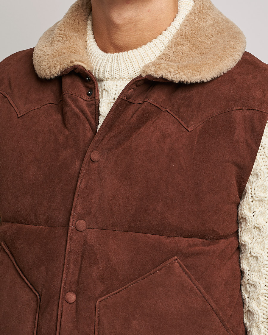 Homme | Manteaux Et Vestes | Valstar | Suede Shearling Vest Dark Brown