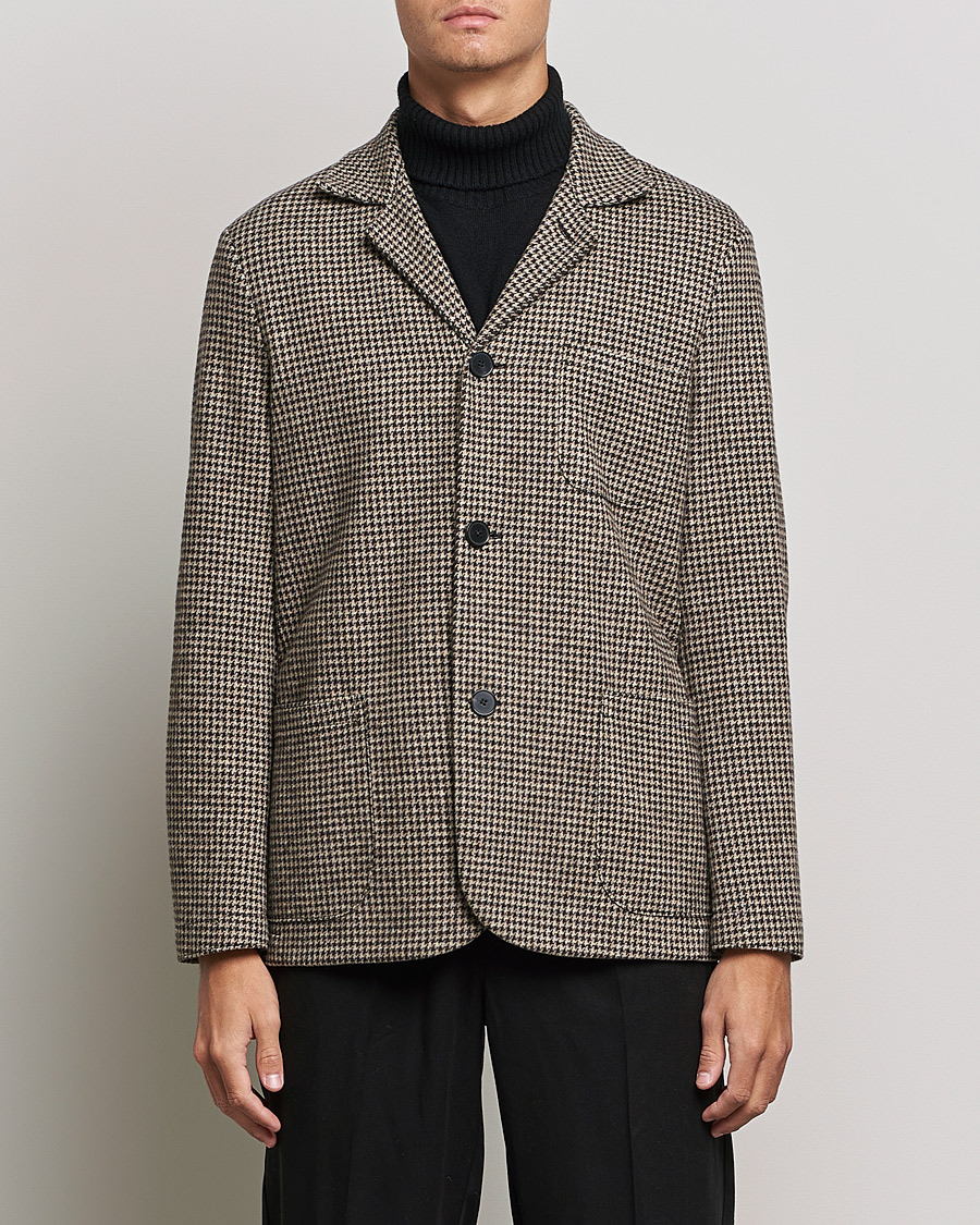 Homme | Blazers | Harris Wharf London | Dropped Shoulder Houndstooth Jacket Beige