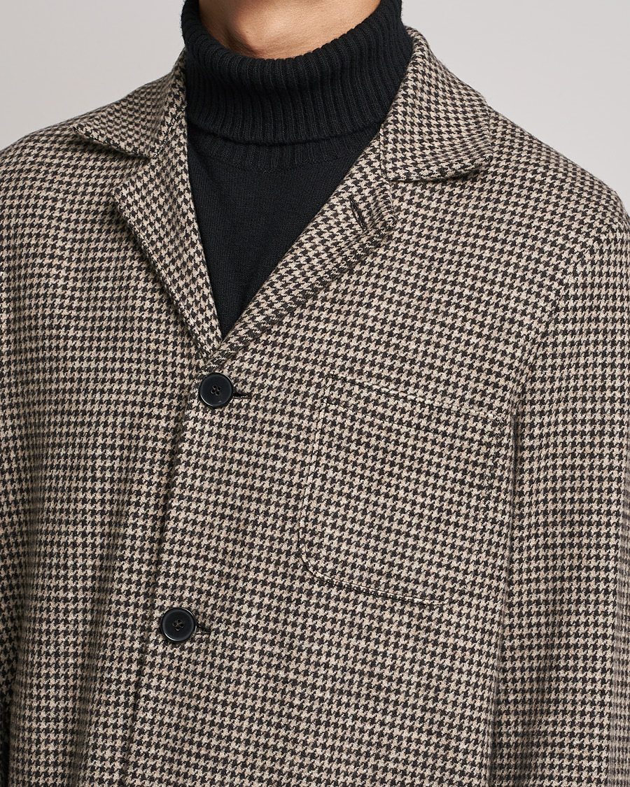 Homme | Blazers | Harris Wharf London | Dropped Shoulder Houndstooth Jacket Beige